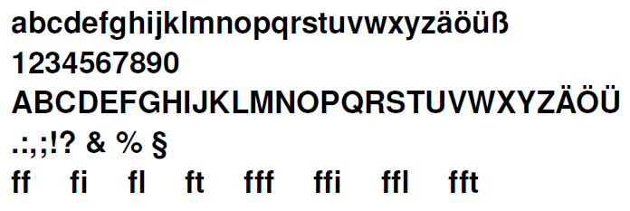 Helvetica Fettschrift in LaTeX Beispiel