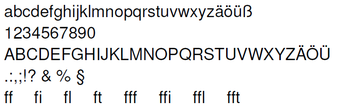 Helvetica Normalschrift in LaTeX Beispiel